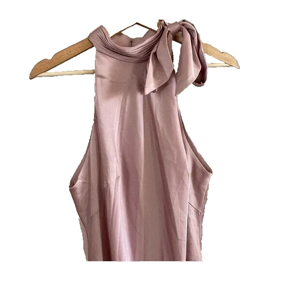 MAC DUGGAL HALTER NECK RUFFLED ASYMMETRICAL DRESS SZ‎ 2 ROSE PINK NEW $398 - Picture 3 of 7